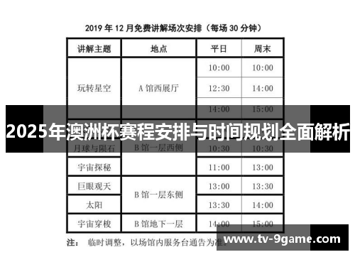 2025年澳洲杯赛程安排与时间规划全面解析